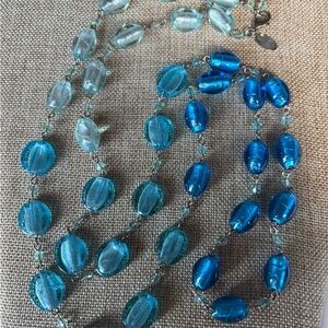 WHBM Elegant Blue and Silver Beaded Necklace